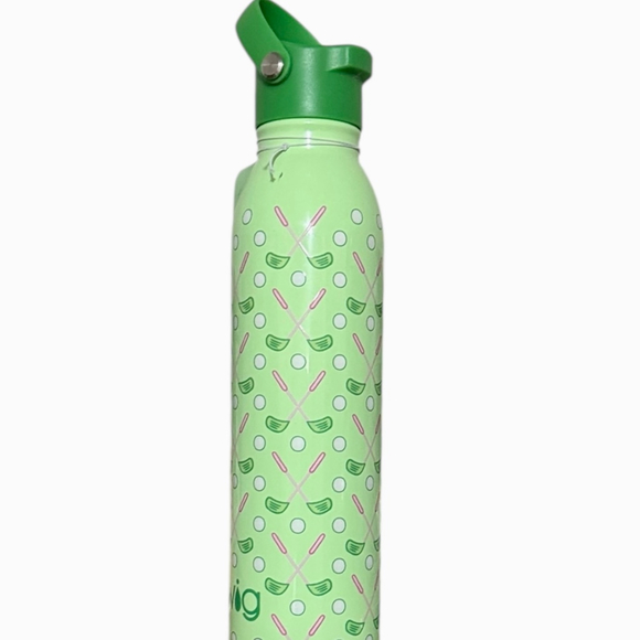 New Swig Life 20oz Insulated Water Bottle Green Pink Golf Pattern - Picture 1 of 4
